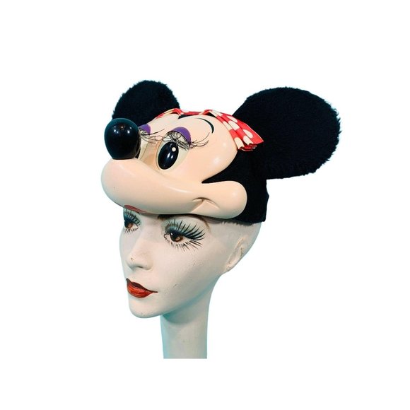 Vintage 1990s Minnie Mouse Hat Disney Ears Face Baseball Snapback - Picture 2 of 10